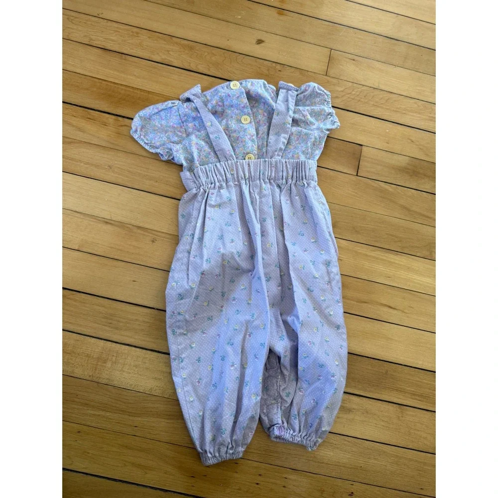Vintage 80s/90s‎ Katiti purple floral two piece infant outfit